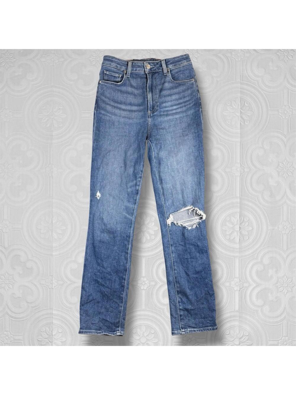 Paige Jeans Womens 27 Ultra High Rise Straight Cindy Blue Medium Wash Stretch